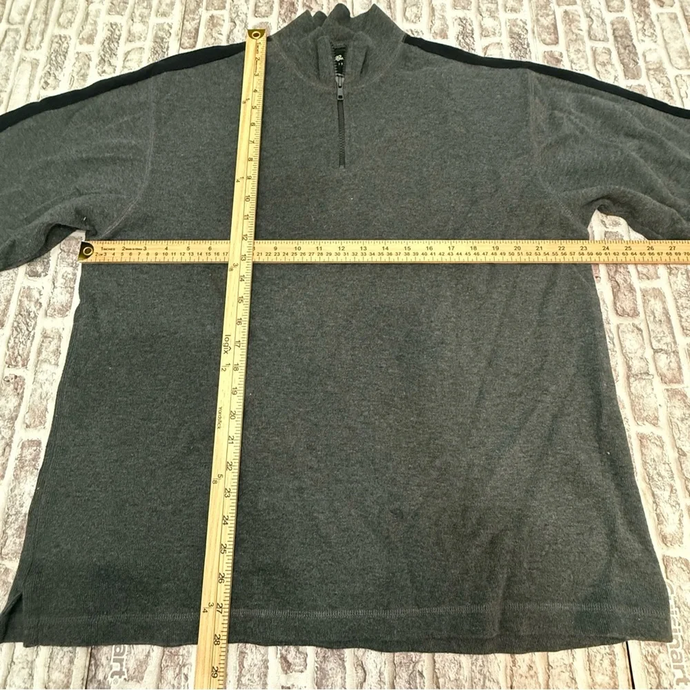 Eddie Bauer 1/4 Zip‎ Knit Sweater Pullover Charcoal Gray Black 100% Cotton Large